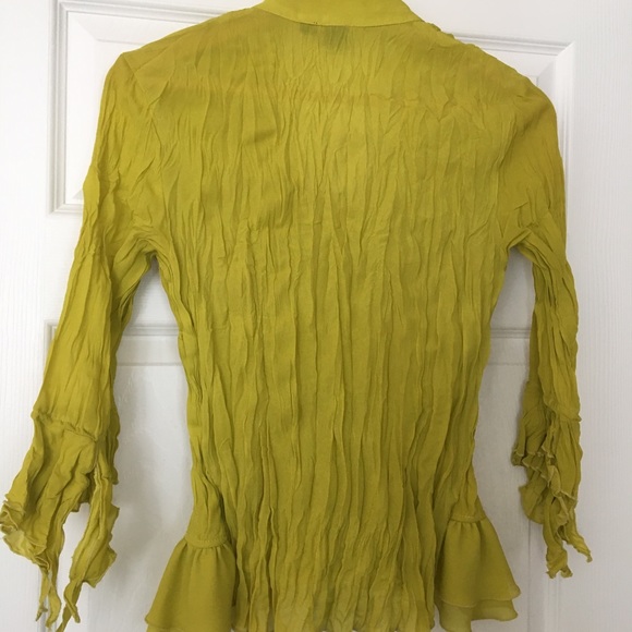 Milano | Lime green ruffle sheer blouse - Picture 4 of 4